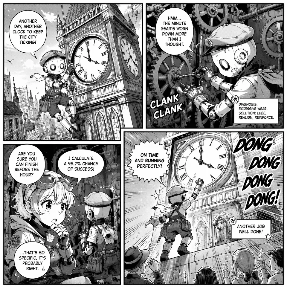 GPT Image 2 generated fictional black and white manga page
