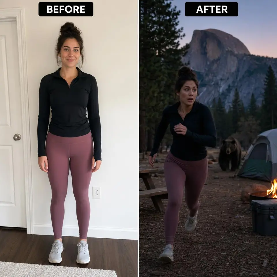 GPT Image 2 person inserted into campsite scene example