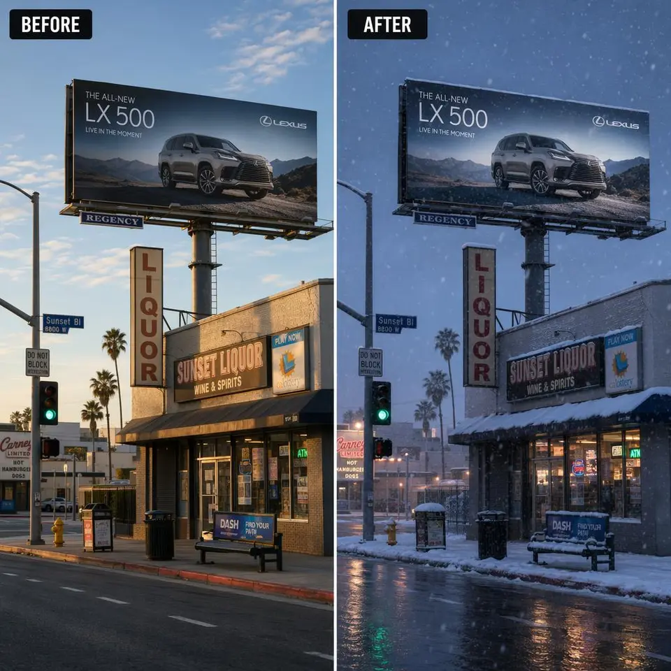 GPT Image 2 weather and lighting edit example